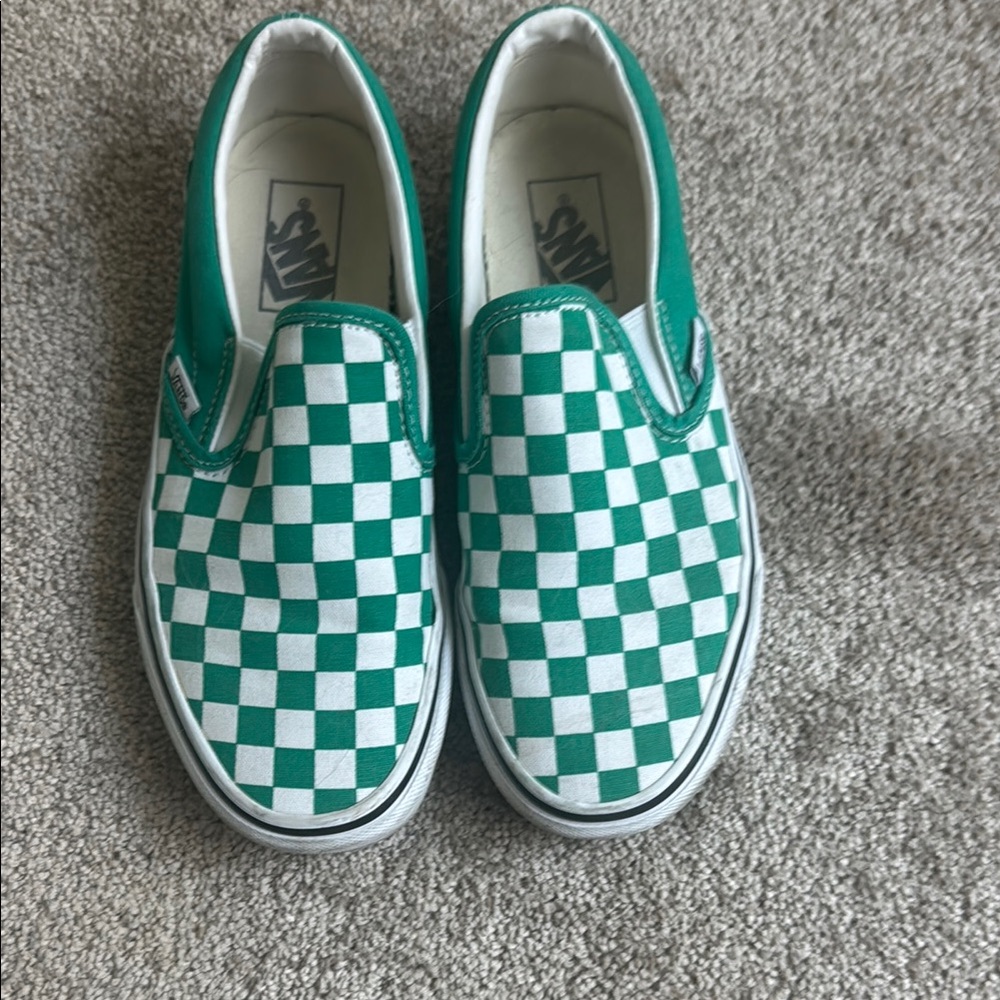 Vans Green Checkered Slip-On Shoes